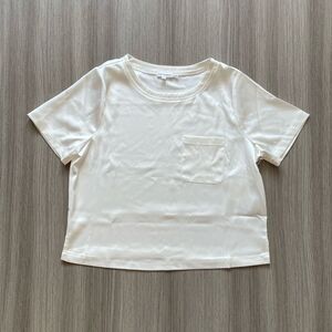 NWT Good American Satin Pocket Front Tee Ivory 3